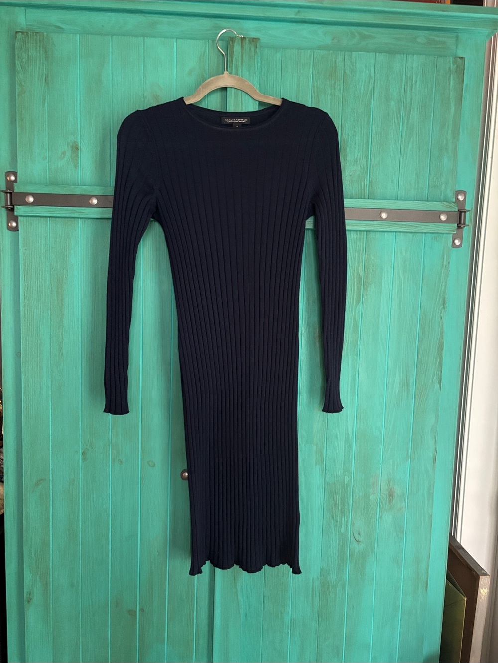 Banana Republic Navy Wool Long-Sleeve Dress